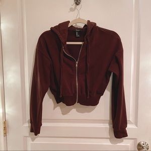 Cropped zip up hoodie
